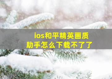 ios和平精英画质助手怎么下载不了了