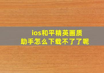 ios和平精英画质助手怎么下载不了了呢