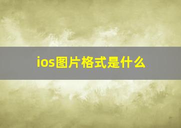 ios图片格式是什么