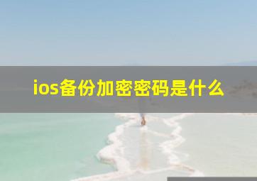 ios备份加密密码是什么