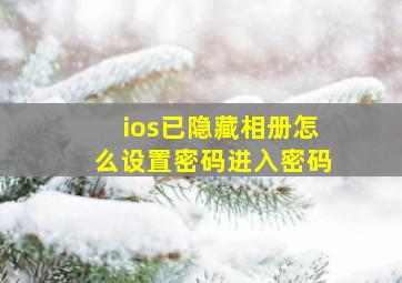 ios已隐藏相册怎么设置密码进入密码