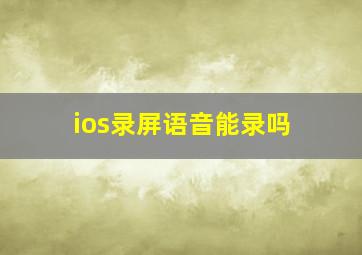 ios录屏语音能录吗