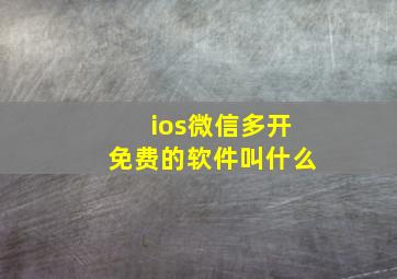 ios微信多开免费的软件叫什么