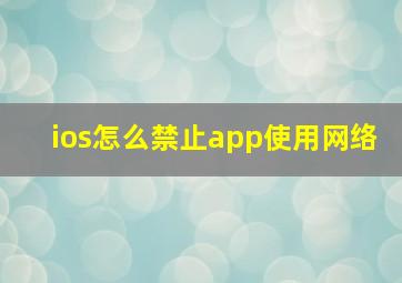 ios怎么禁止app使用网络