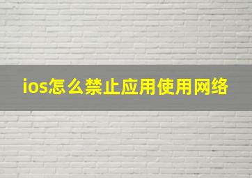 ios怎么禁止应用使用网络