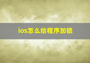 ios怎么给程序加锁