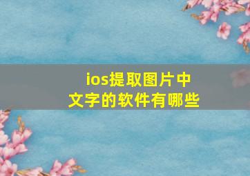 ios提取图片中文字的软件有哪些