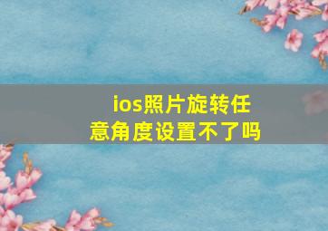 ios照片旋转任意角度设置不了吗