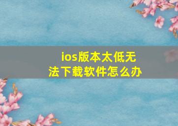 ios版本太低无法下载软件怎么办