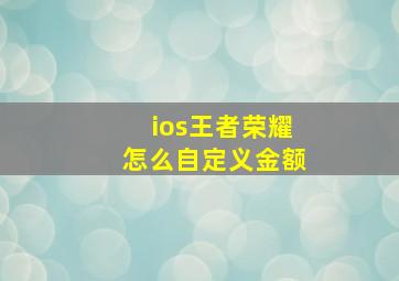 ios王者荣耀怎么自定义金额