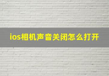 ios相机声音关闭怎么打开