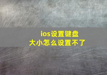 ios设置键盘大小怎么设置不了