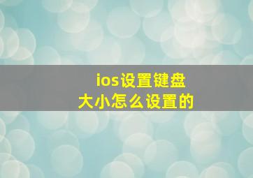 ios设置键盘大小怎么设置的