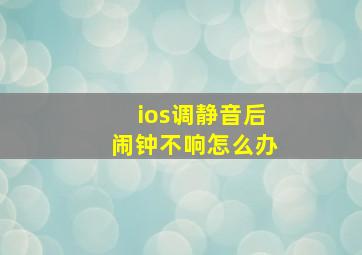 ios调静音后闹钟不响怎么办