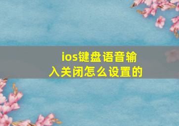 ios键盘语音输入关闭怎么设置的