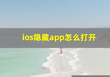 ios隐藏app怎么打开