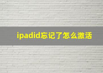 ipadid忘记了怎么激活