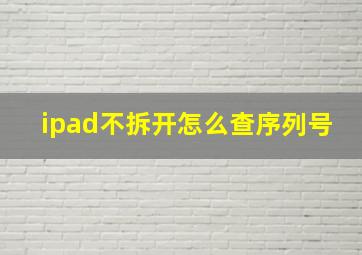 ipad不拆开怎么查序列号