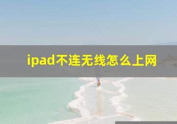 ipad不连无线怎么上网