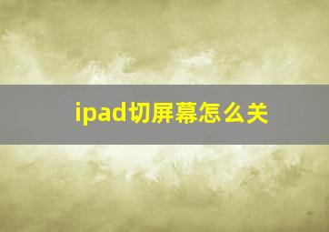 ipad切屏幕怎么关