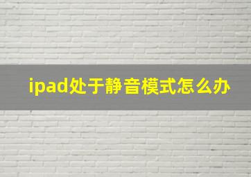 ipad处于静音模式怎么办