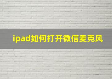 ipad如何打开微信麦克风