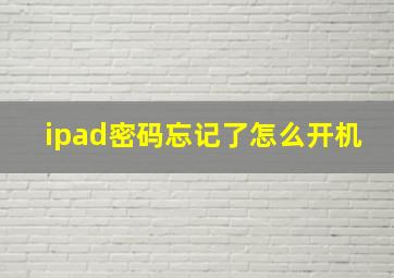 ipad密码忘记了怎么开机