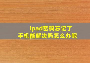 ipad密码忘记了手机能解决吗怎么办呢