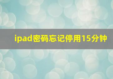 ipad密码忘记停用15分钟