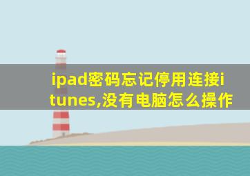 ipad密码忘记停用连接itunes,没有电脑怎么操作