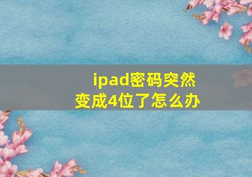 ipad密码突然变成4位了怎么办