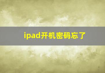 ipad开机密码忘了