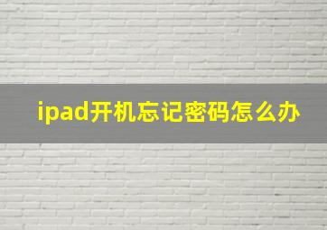 ipad开机忘记密码怎么办