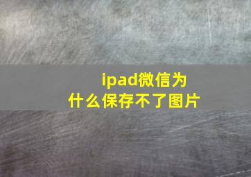 ipad微信为什么保存不了图片