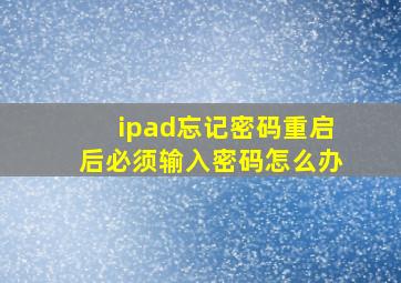 ipad忘记密码重启后必须输入密码怎么办