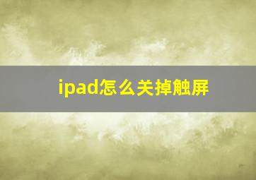 ipad怎么关掉触屏