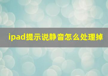 ipad提示说静音怎么处理掉