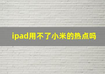 ipad用不了小米的热点吗