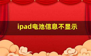 ipad电池信息不显示