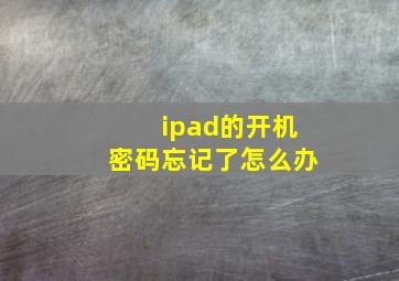 ipad的开机密码忘记了怎么办