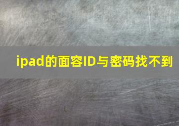 ipad的面容ID与密码找不到