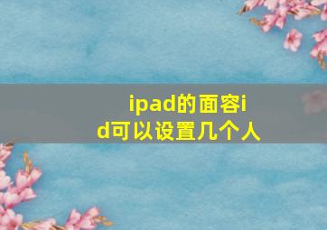 ipad的面容id可以设置几个人