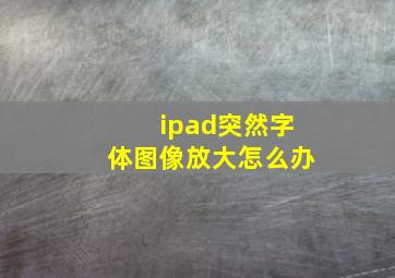 ipad突然字体图像放大怎么办