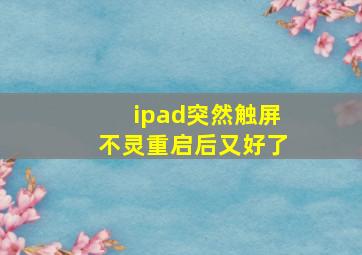 ipad突然触屏不灵重启后又好了