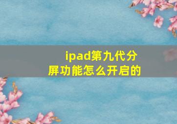 ipad第九代分屏功能怎么开启的