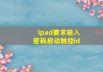 ipad要求输入密码启动触控id