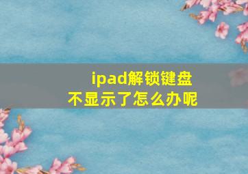 ipad解锁键盘不显示了怎么办呢