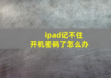 ipad记不住开机密码了怎么办