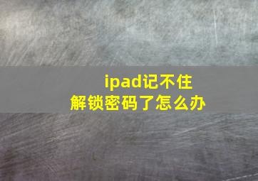 ipad记不住解锁密码了怎么办