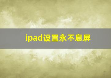 ipad设置永不息屏